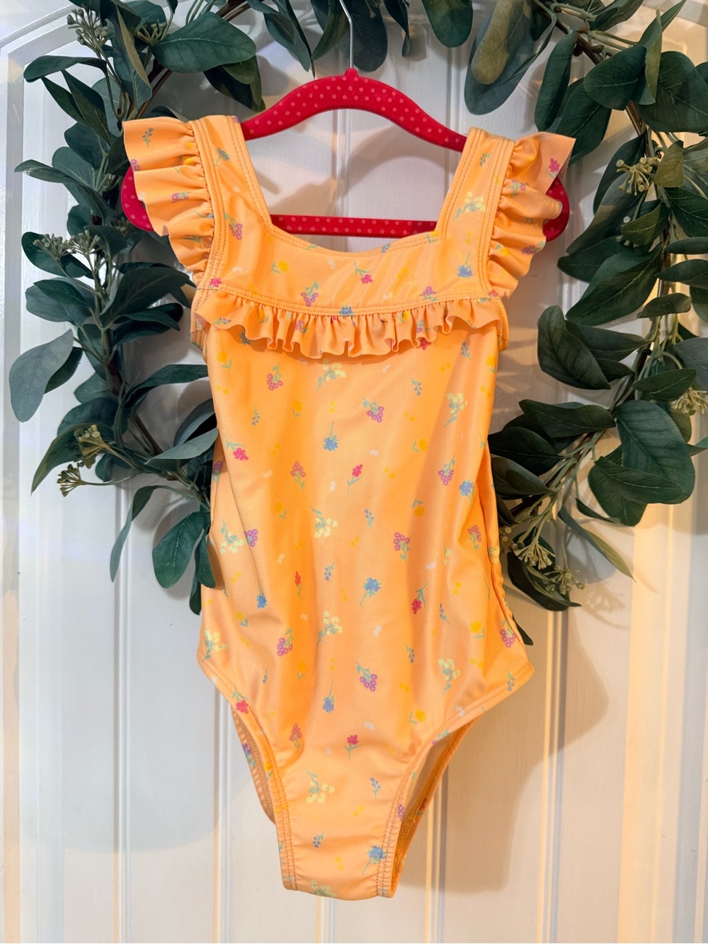 💫4/$25 • George Peach Pastel Floral Ruffle Detail Swimsuit